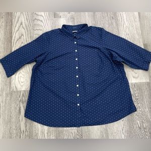 Lands’ End Women's Plus Size Wrinkle Free No Iron 3/4 Sleeve Tunic Top 26W